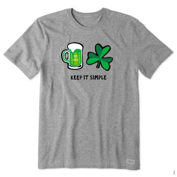 Life Is Good Tops - Life is Good Grey Short Sleeve  Keep It Simple St. Patty's Crusher Tee M
